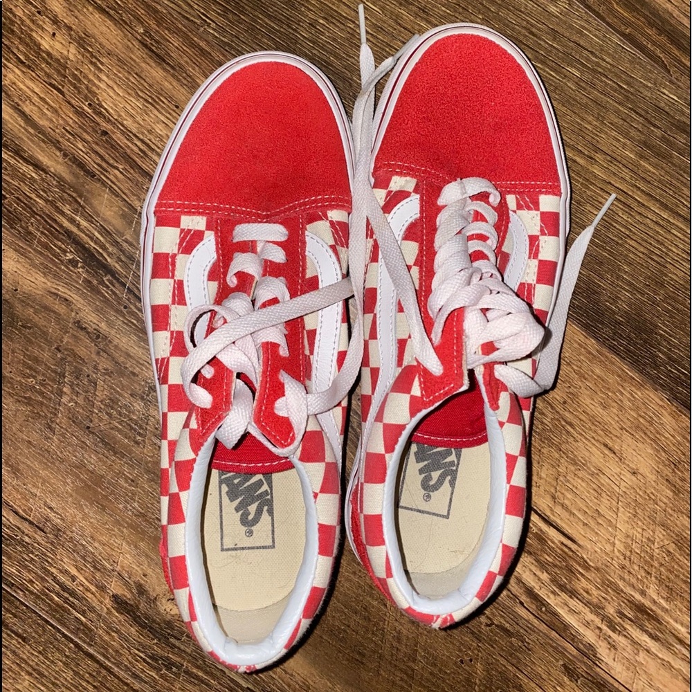 Red Checkered Vans Size 8